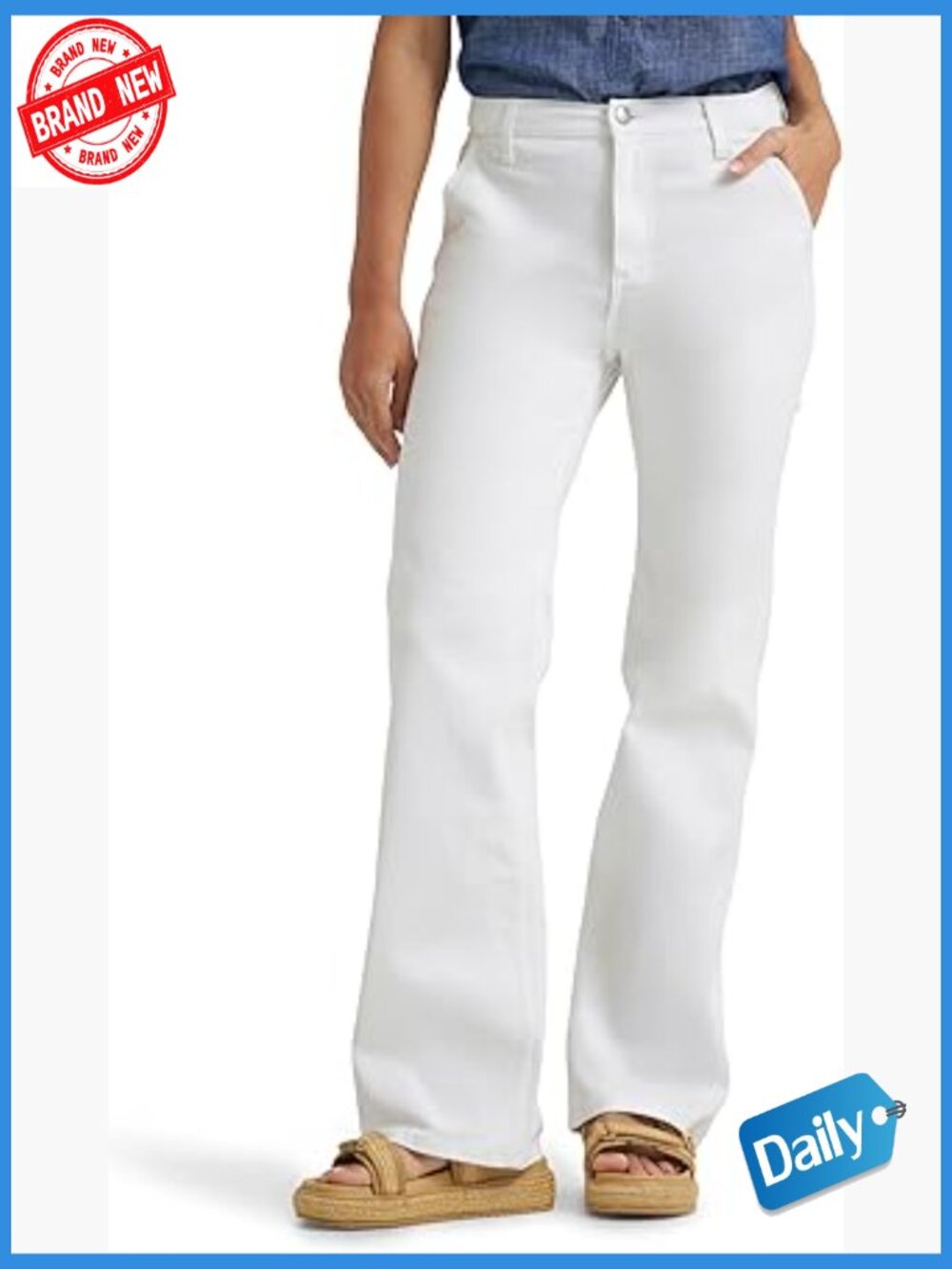 High Rise Wide Leg Flare Jeans Stretch Denim Regular Fit